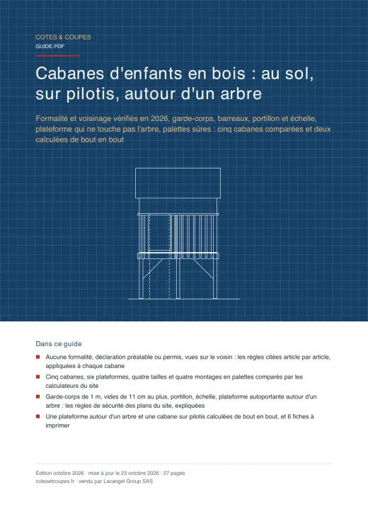 Couverture du guide « Cabanes d'enfants en bois : au sol, sur pilotis, autour d'un arbre »