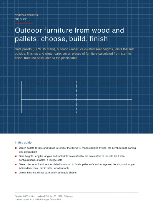 Cover of the guide “Outdoor furniture from wood and pallets: choose, build, finish”