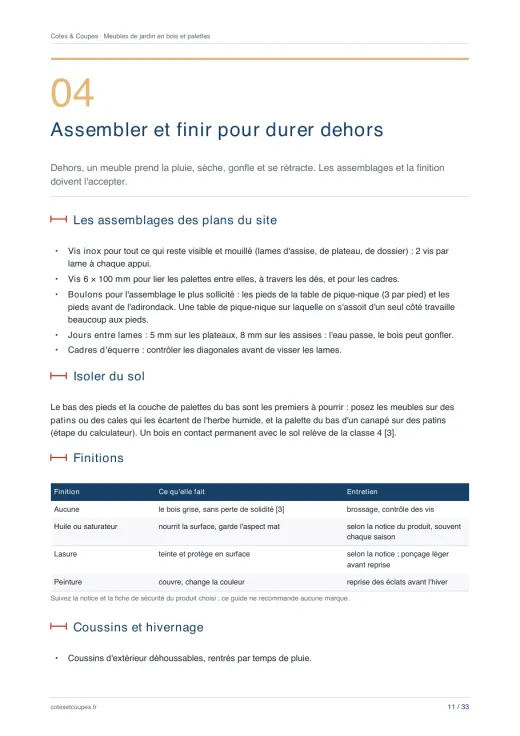 Page 11 du guide « Meubles de jardin en bois et en palettes : choisir, assembler, finir »