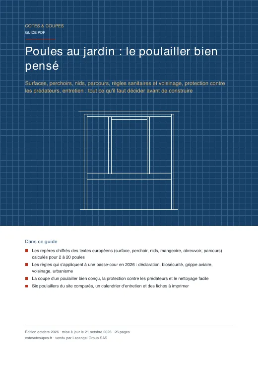 Couverture du guide « Poules au jardin : le poulailler bien pensé »